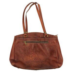 Patricia Nash Poppy Tote Signature Map Print Handbag Purse Brown Leather Bag
